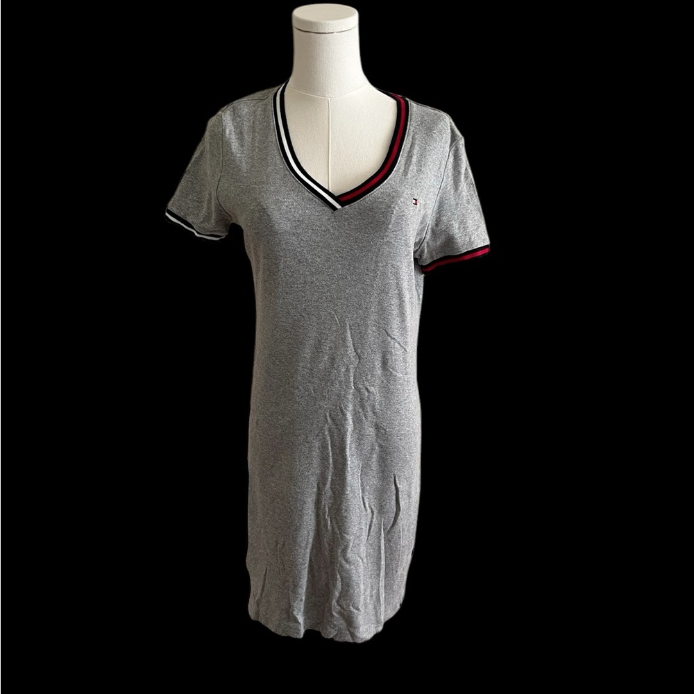 Tommy Women's Gray 100% Cotton Knit‎ Tee Shirt Dress Size Medium